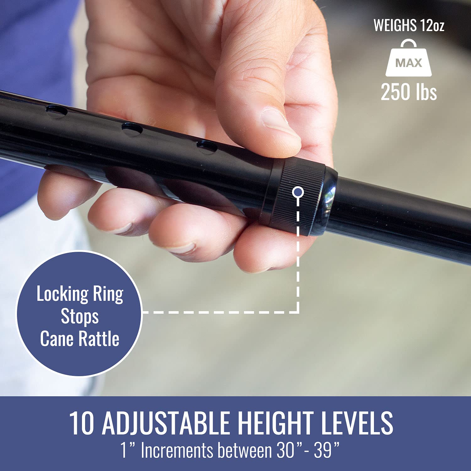 DMI Walking Cane for Adult Men and Women, FSA Eligible, Lightweight and Adjustable, Ergonomic Hand Grip and Wrist Strap - Image 3