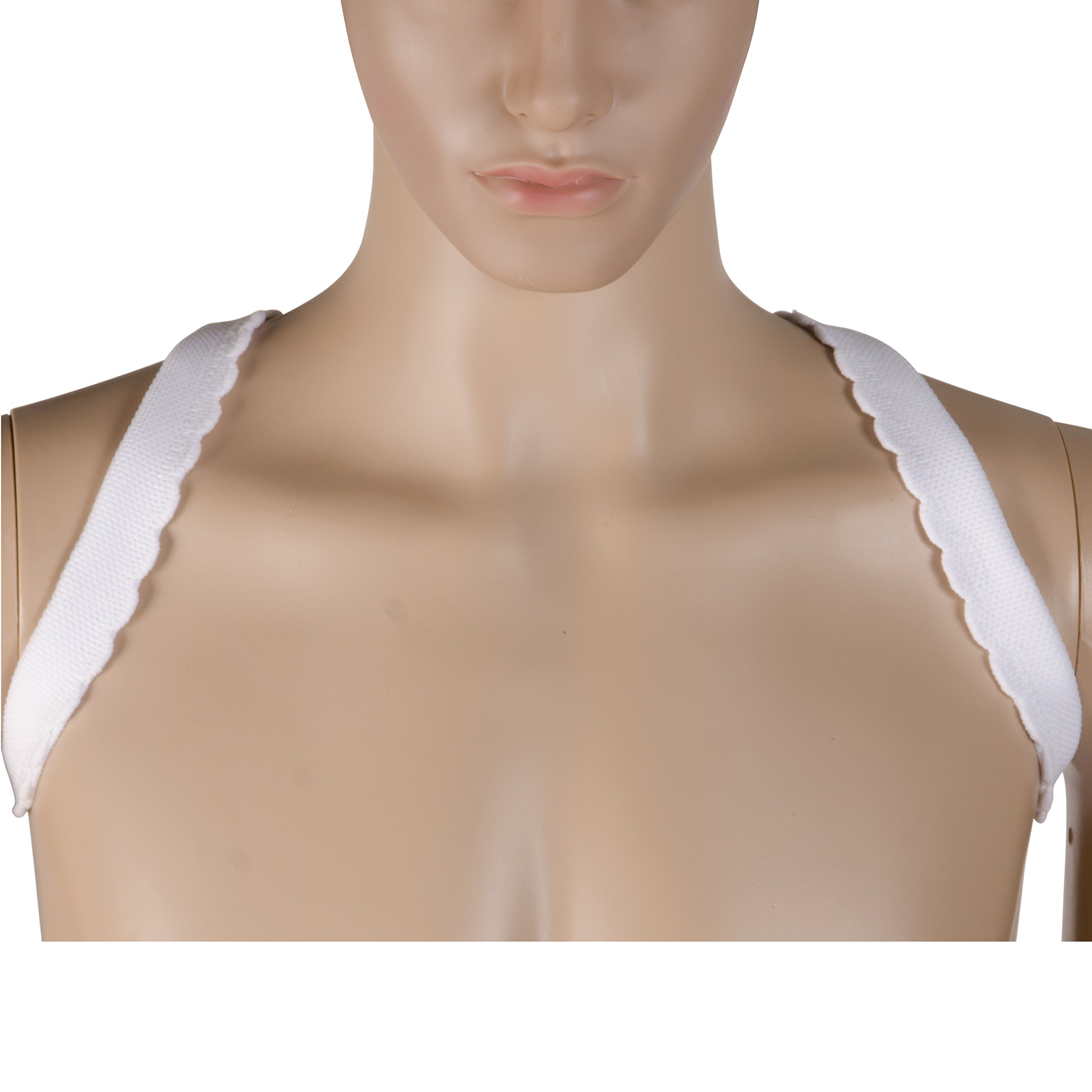 DMI Adjustable Upper Back Shoulder Support Brace Posture Perfect Band, For Men and Women, One Size Fits Most, White - Image 3