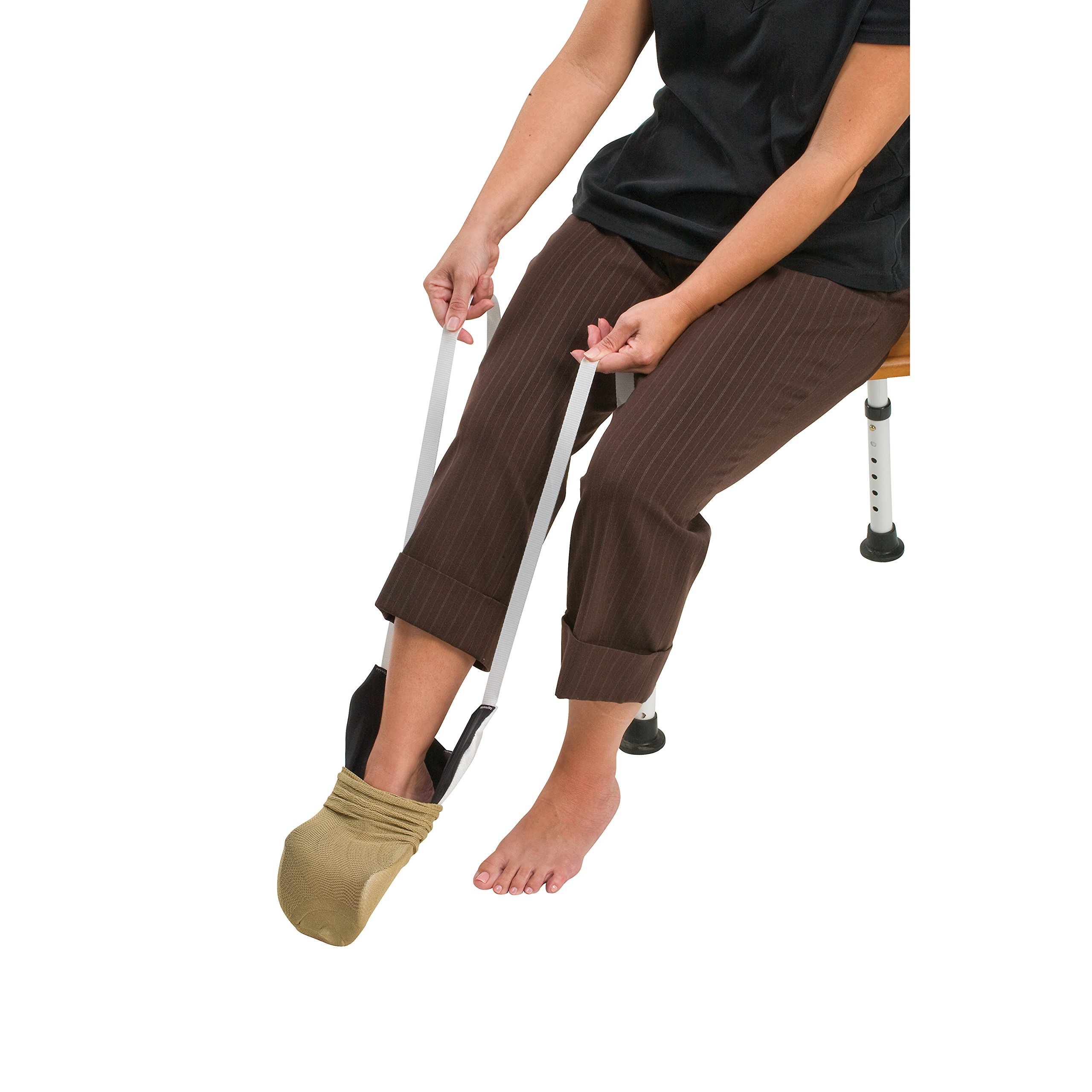 DMI Deluxe Sock Aid / Helper - Easily Pull on Socks Without Bending, Slip Resistance, Reliable Sock Aid Device for Seniors, White - Image 4
