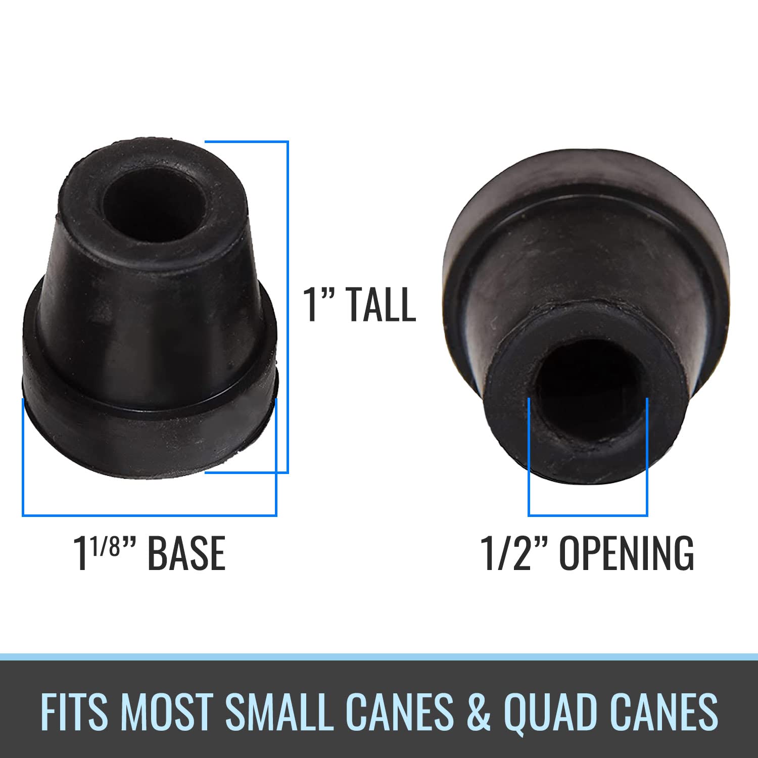 DMI Durable Replacement Quad Cane Tips, Extra Stability, No-Slip Grip, 1/2 Inch, FSA and HSA Eligible, (Pack of 4) - Image 3