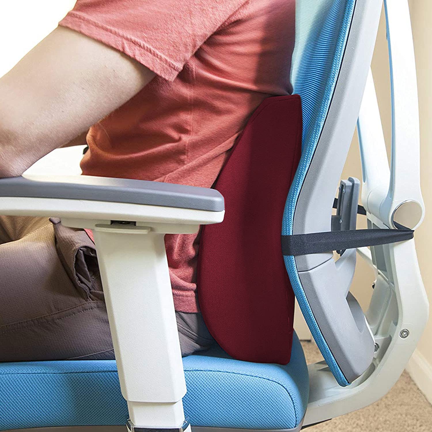 DMI Lumbar Support Pillow for Chair to Assist with Back Support with Removable Washable Cover to Ease Lower Back Pain while Improving Posture, 14 x 13 x 5, Contoured Foam, Premium,Burgundy - Image 5