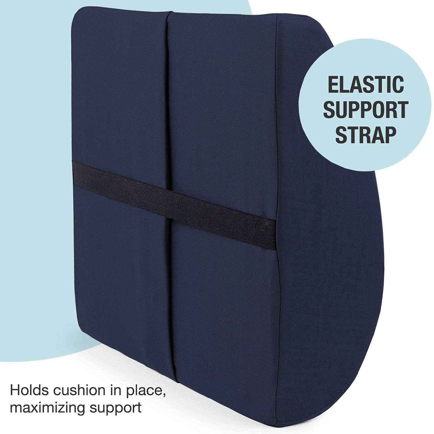DMI Lumbar Support Pillow for Chair to Assist with Back Support with Removable Washable Cover to Ease Lower Back Pain and Discomfort while Improving Posture,14 x 13 x 5,Contoured Foam,Premium,Navy - Image 4