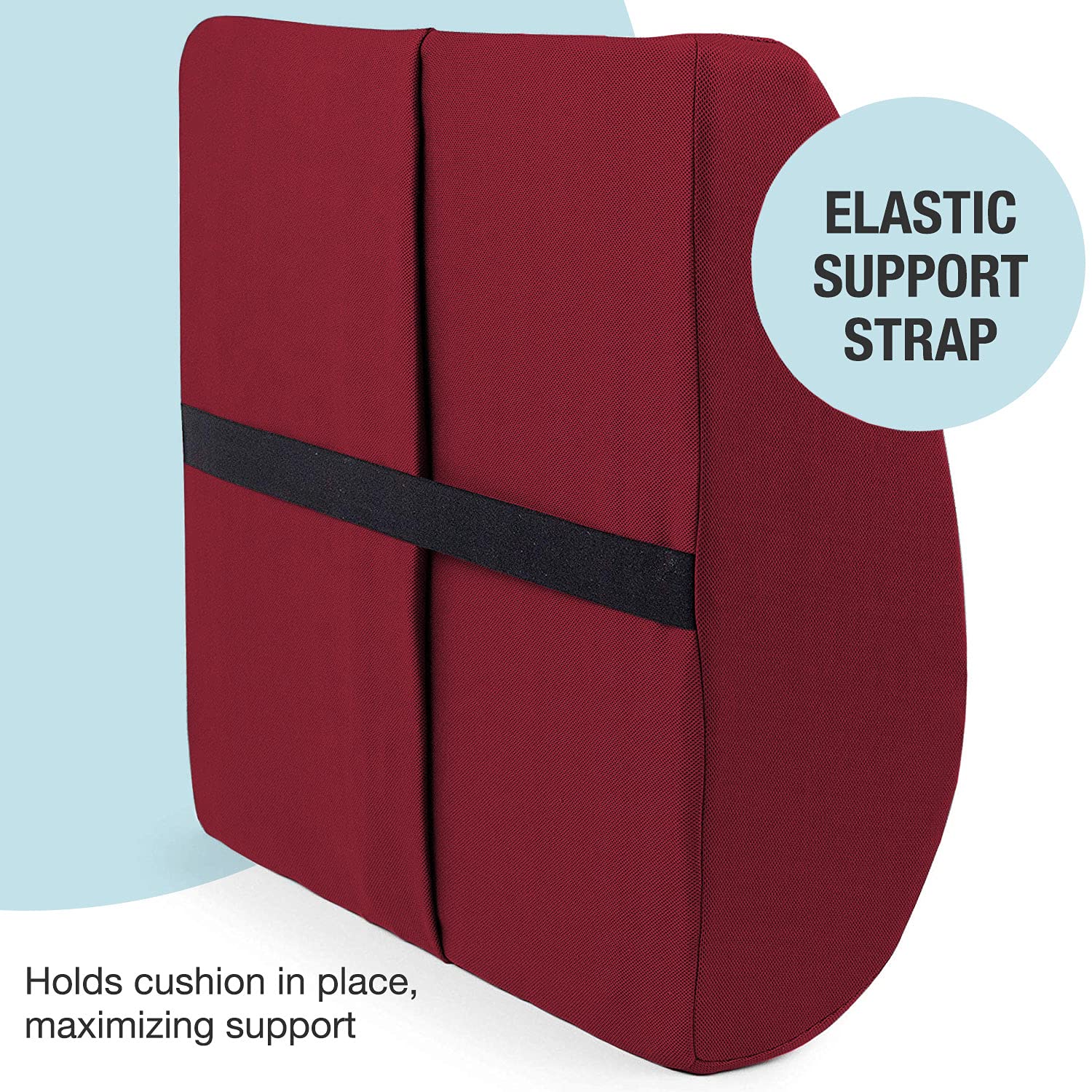 DMI Lumbar Support Pillow for Chair to Assist with Back Support with Removable Washable Cover to Ease Lower Back Pain while Improving Posture, 14 x 13 x 5, Contoured Foam, Premium,Burgundy - Image 4
