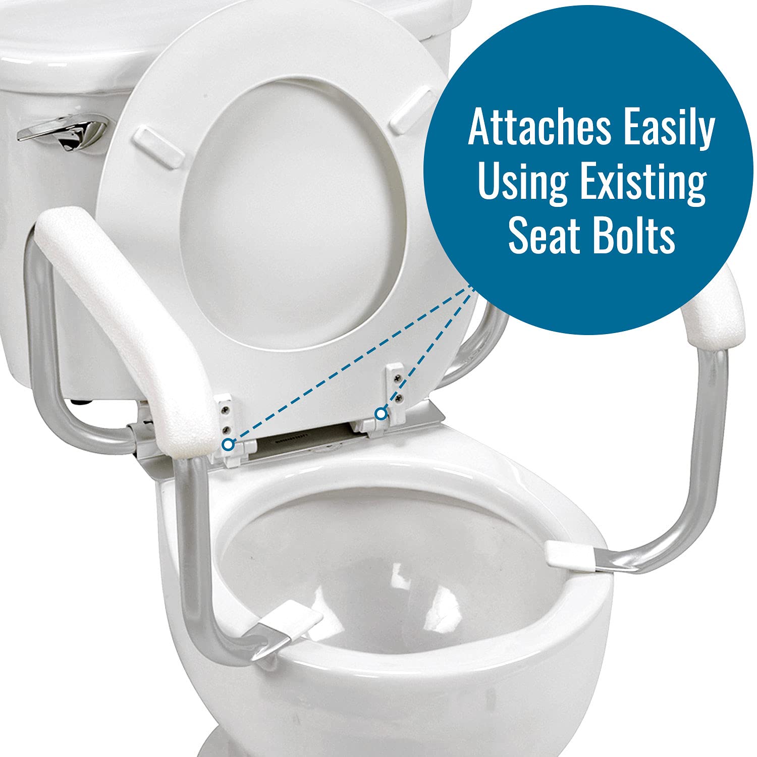 DMI Toilet Safety Rails Toilet Handles for The Elderly Toilet Safety Handrails Frame Easy Assembly with no Tools, White - Image 7
