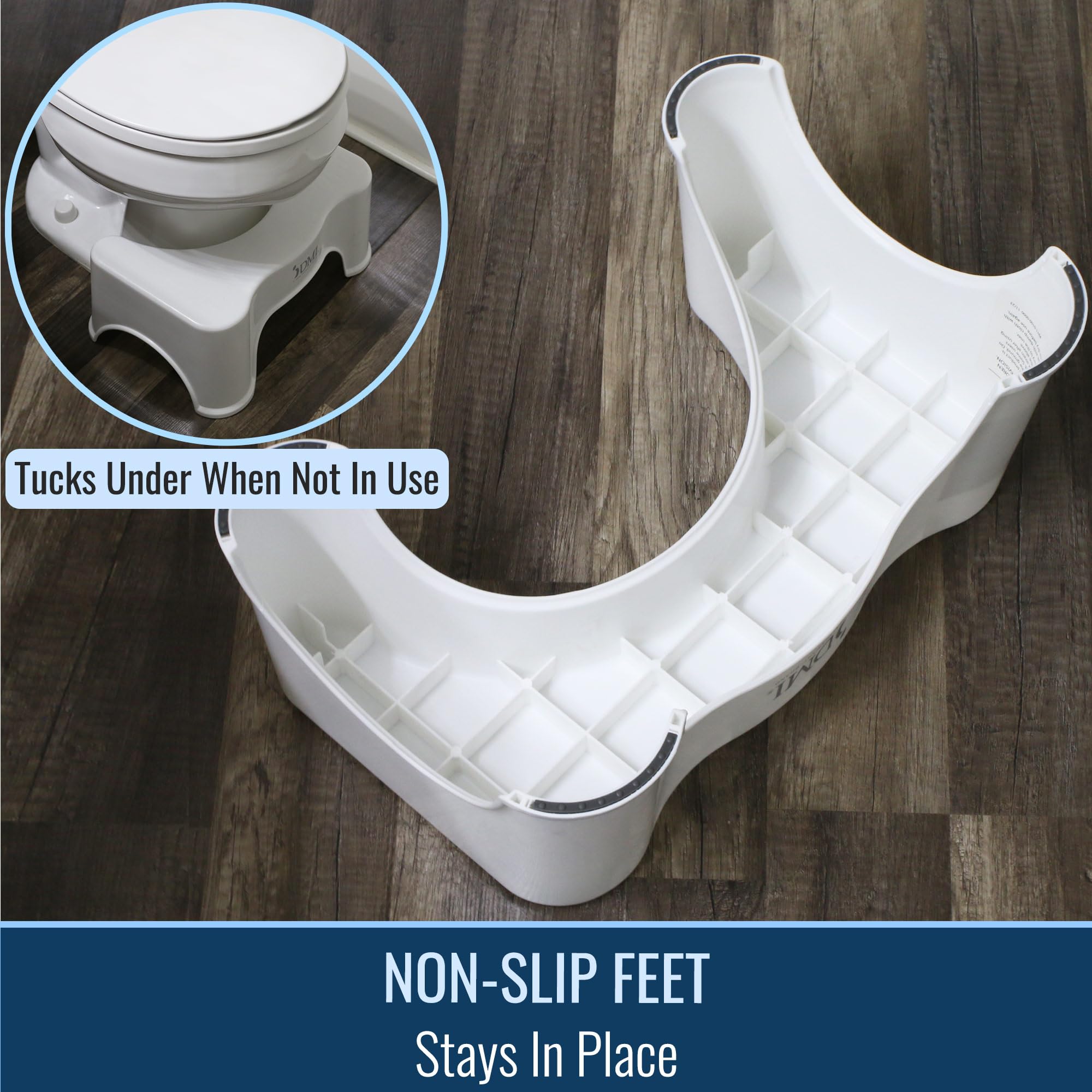 DMI Toilet Squatting Posture Stool, 7" Height, Reduces Strain for an Easier Go, Poop Stool for Bathroom, Fun Footprint Designs, Low-Profile, Minimal Design for Bathroom Aesthetic - Image 6