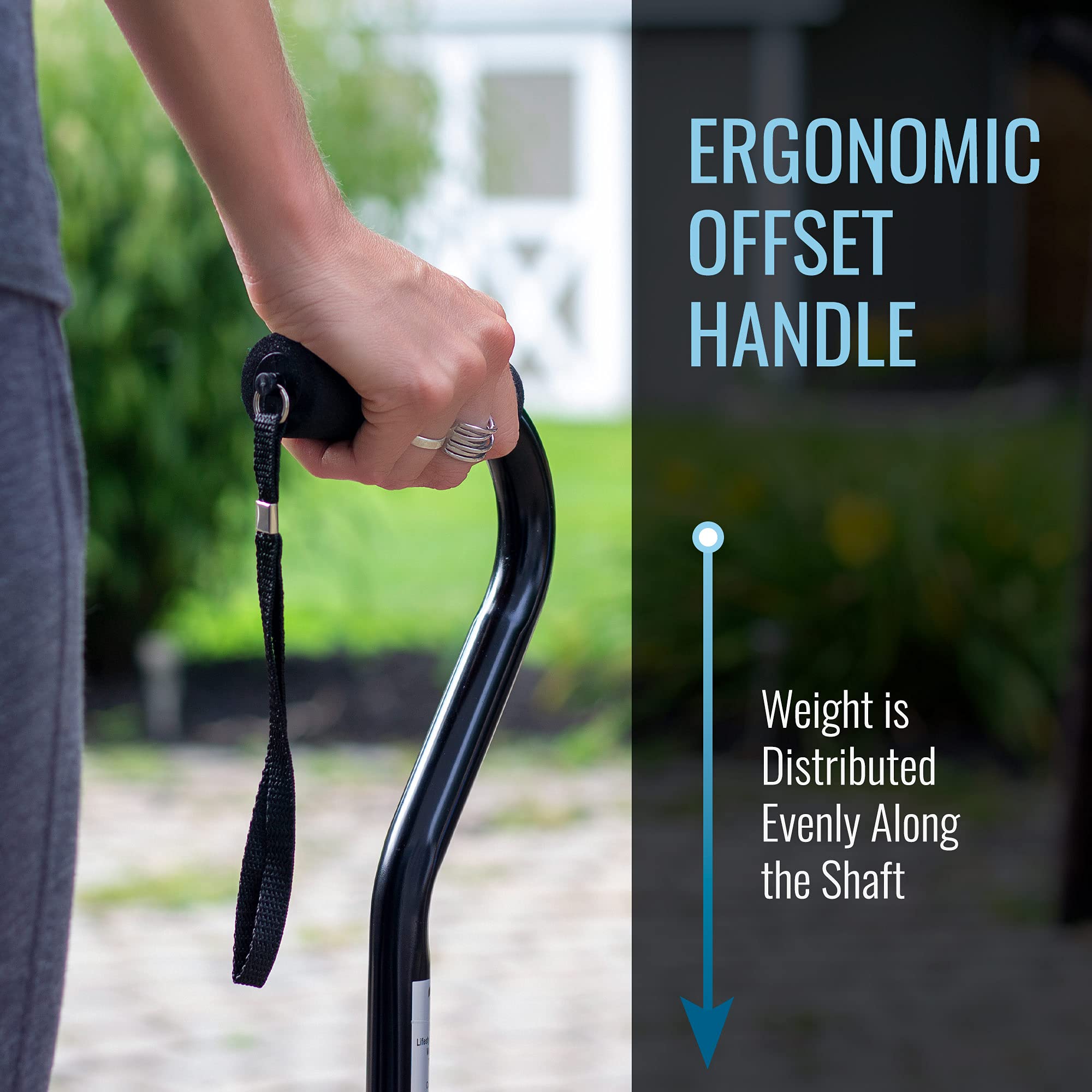DMI Walking Cane for Adult Men and Women, FSA Eligible, Lightweight and Adjustable, Ergonomic Hand Grip and Wrist Strap - Image 4
