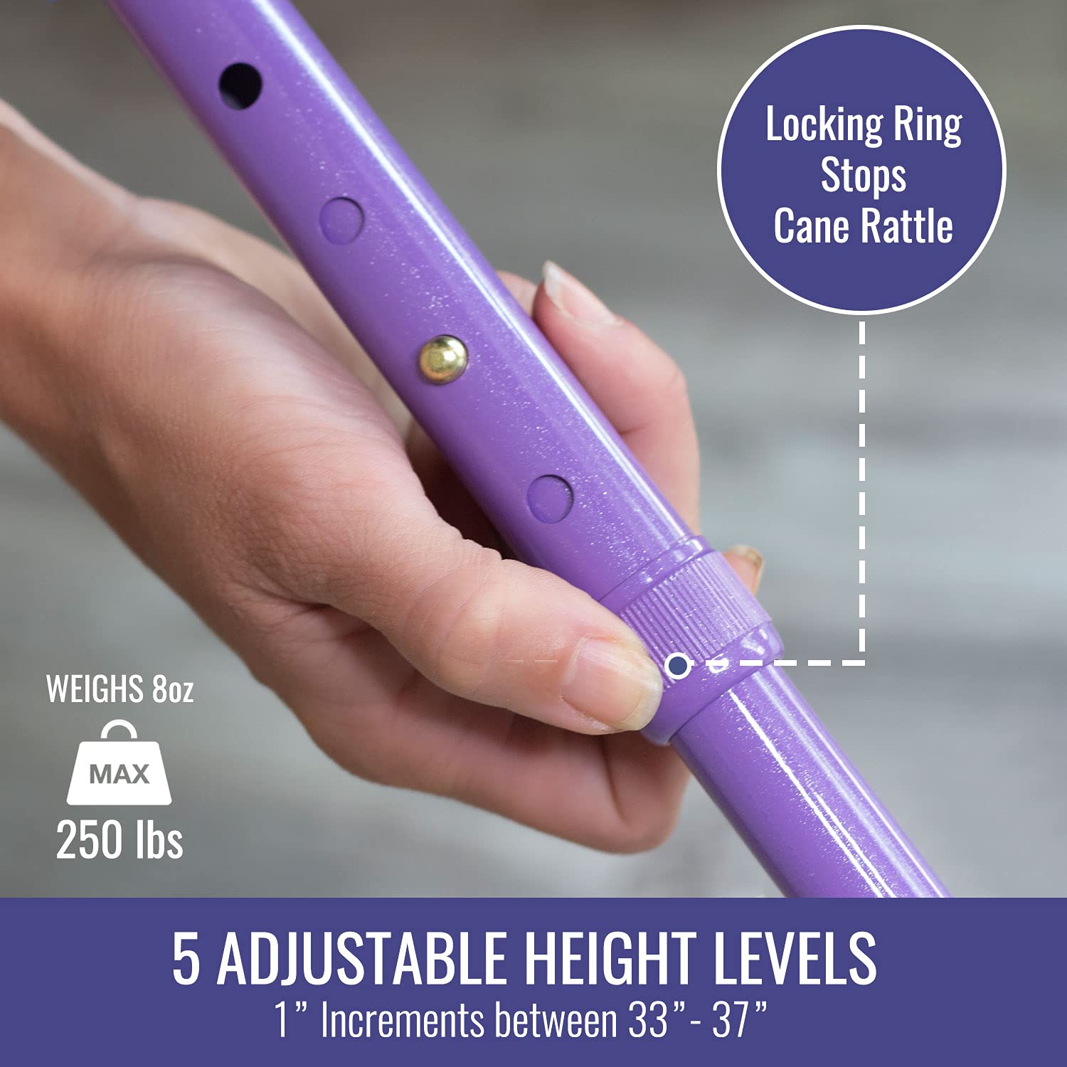 HealthSmart Folding Walking Stick, Soft Comfort Grip Collapsible Walking Stick, Adjustable Folding Walking Cane, FSA HSA Eligible, Lavender - Image 3